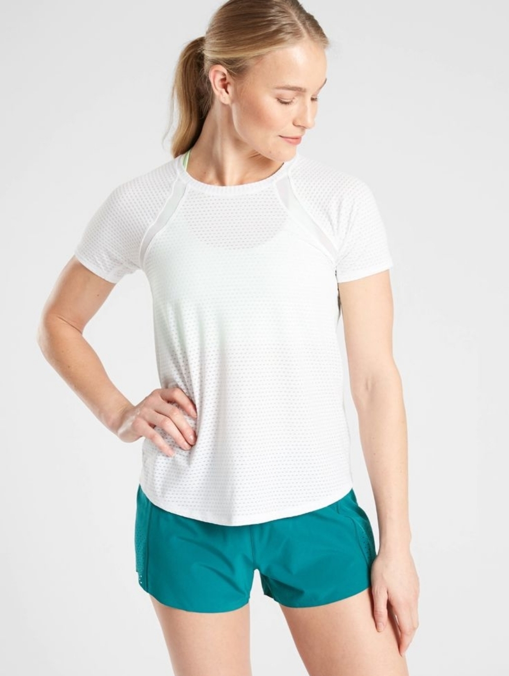 Athleta Size S Mesh Short Sleeve Workout Tee
